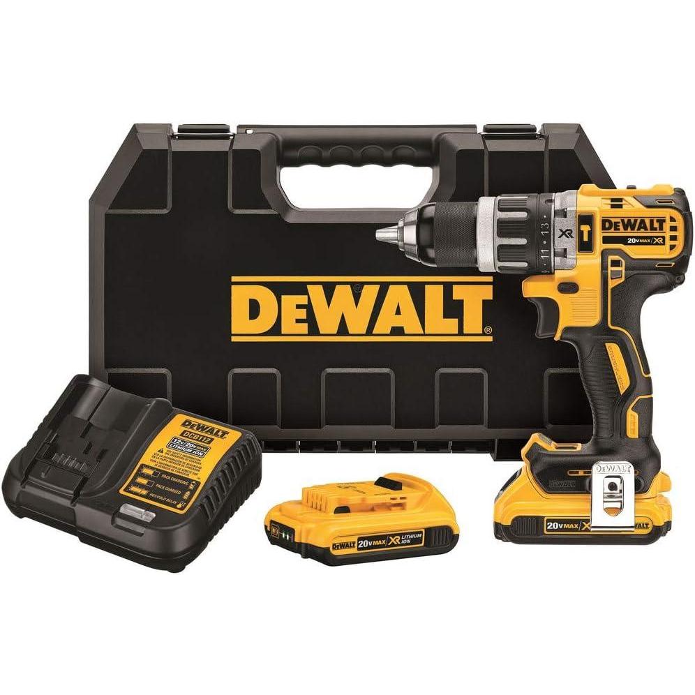 imageDEWALT 20V MAX XR Compact Hammer Drill Kit 12Inch 20Amp Hour DCD796D2 MulticolorHammer Drill Kit Only