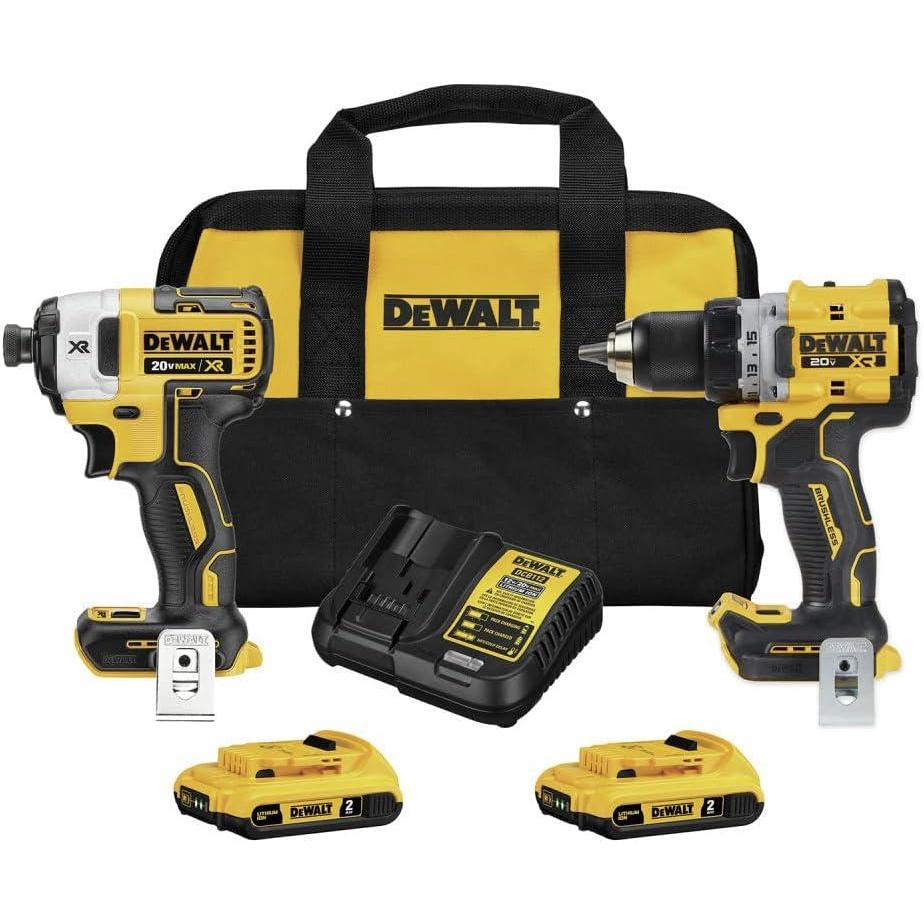 imageDEWALT 20V MAX XR Cordless 12 in DrillDriver and 14 in Impact Driver Kit with 2 2Ah Batteries amp Charger DCK248D2