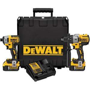 DEWALT 20V MAX Hammer Drill and Impact Driver, Power Tool Combo Kit with 2 Batteries and Charger, Cordless Brushless XR Premium 4.0Ah, LED Light, Tool Bag (DCK299M2)(Hammerdrill & Impact Driver Combo Only)