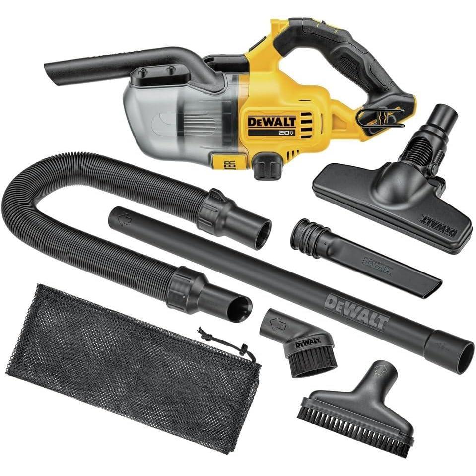 imageDEWALT 20V Handheld Vacuum Cordless Car Vacuum with HEPA Filter 6 Attachments and LED Light High Performance Dry Only Small Shop Vac Battery Not Included DCV501HB