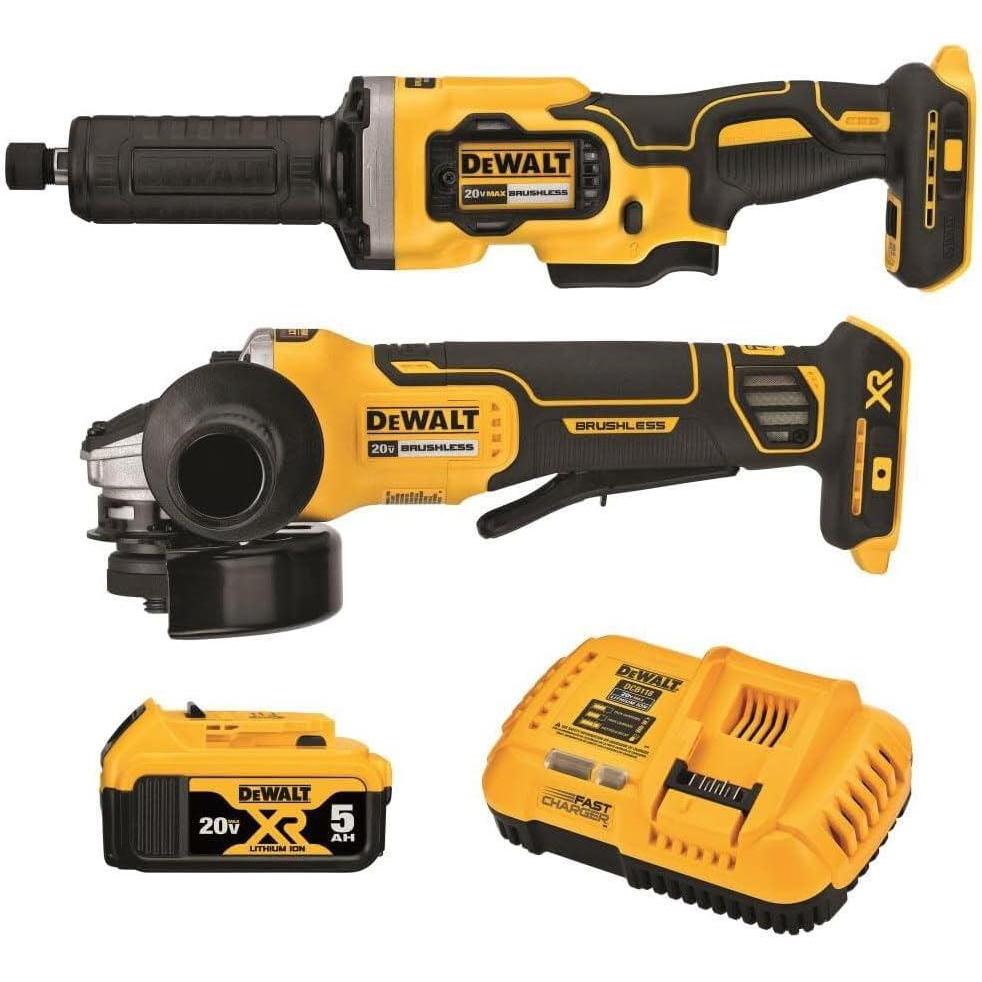 imageDEWALT 20V MAX Angle Grinder and Die Grinder Cordless 2Tool Set with Battery and Charger DCK203P1