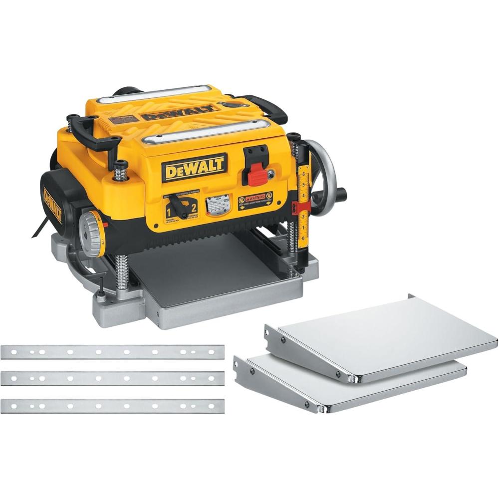imageDEWALT Thickness Planer 13inch Wood Planer Three Knife Two Speed 15 Amp 20000 RPM Motor DW735X2Speed 13 wFeed Tables  Extra Blades