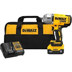 DEWALT 20V MAX Cordless Impact Wrench with Hog Ring Anvil, Brushless High Torque 1/2 Impact Gun, 4-Mode Speed, Includes Battery, Charger and Kit Bag (DCF900P1)(Impact Wrench Kit)