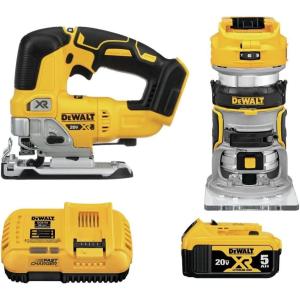 DEWALT 20V MAX Router Tool and Jig Saw, Cordless Woodworking 2-Tool Set with Battery and Charger (DCK201P1)