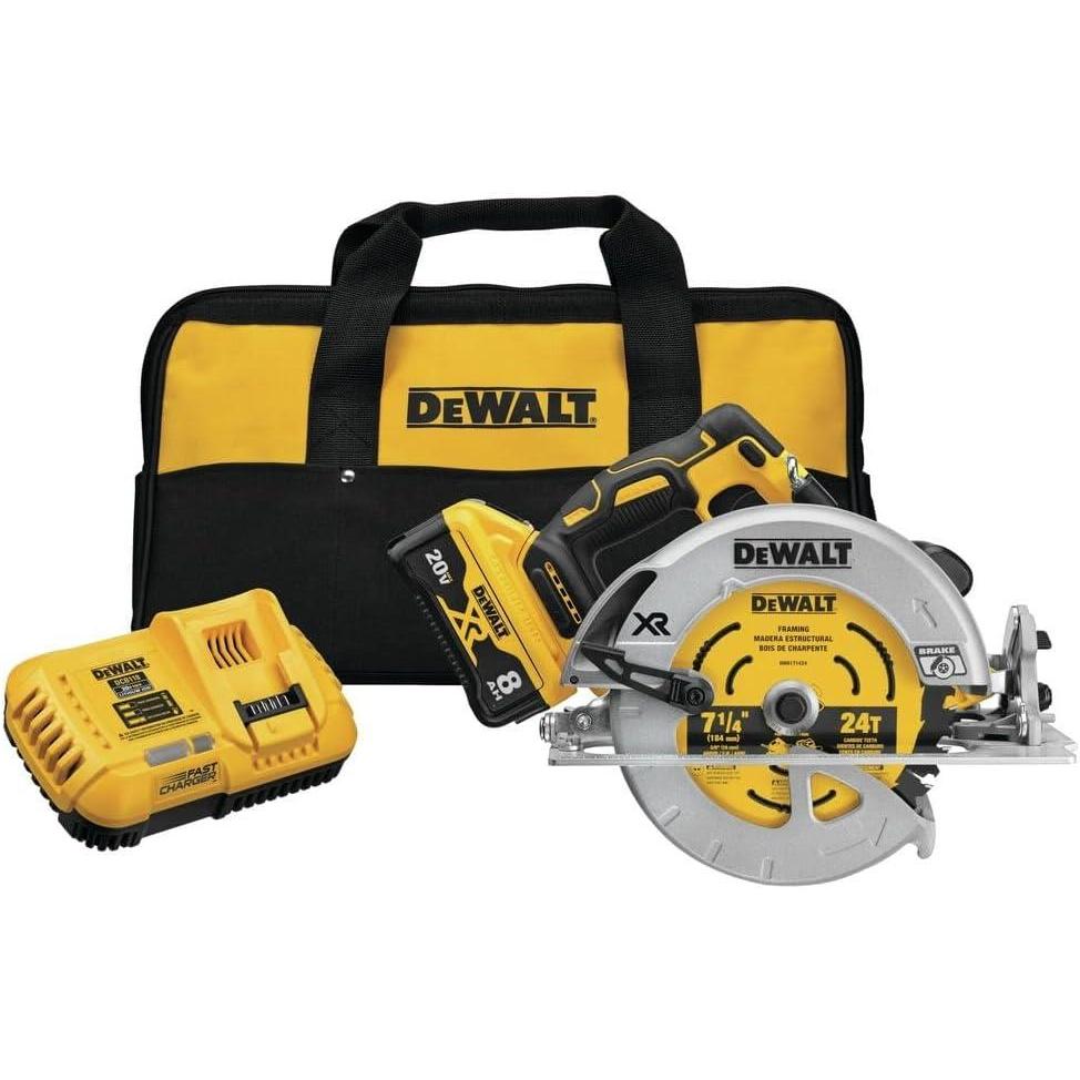 imageDEWALT 20V MAX XR Brushless Cordless 714 in Circular Saw Kit with Battery and Charger DCS590WW1Tool Only
