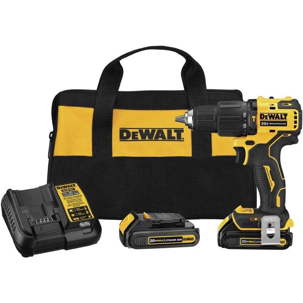 imageDEWALT ATOMIC 20V MAX Hammer Drill Cordless Compact 12Inch 2 Batteries DCD709C2
