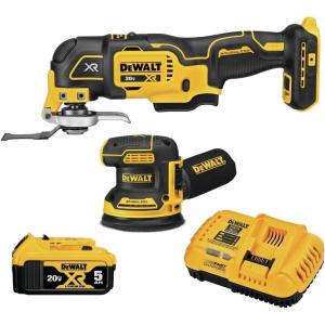 DEWALT 20V MAX Orbital Sander and Oscillating Tool, Cordless Woodworking 2-Tool Set with 5ah Battery and Charger (DCK202P1)(Sander and Oscillating Tool Set)