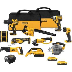 DEWALT 20V MAX Power Tool Combo Kit, 10 Tool Cordless Power Tool Set, 2 Batteries, Charger and 2 Bags Included, Dewalt Brushless Combo Kit (DCK1021D2)(NEW Power Tool Combo Kit  10 Tool)