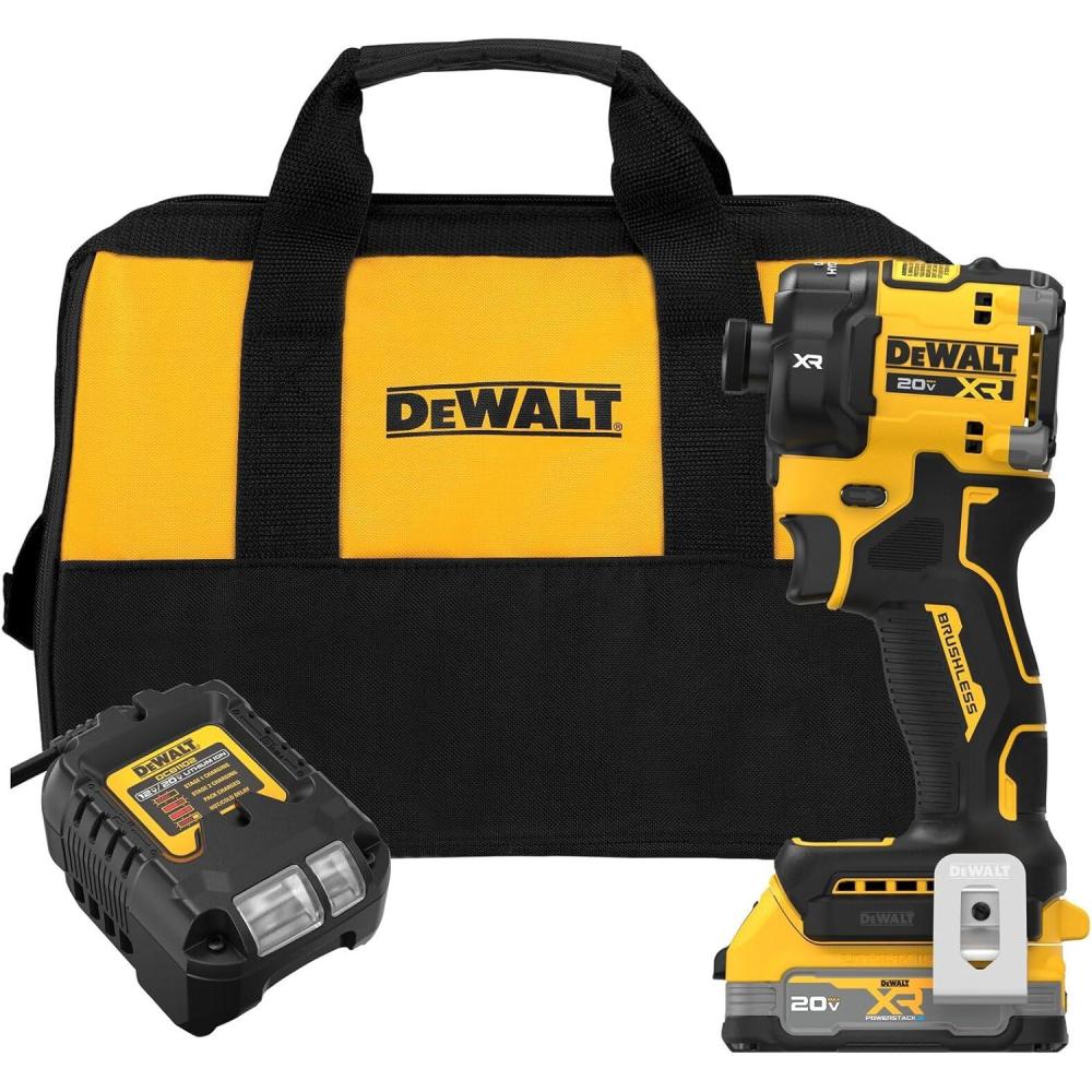 imageDEWALT 20V MAX XR 14 Inch Quiet Hydraulic Cordless Impact Driver Kit with POWERSTACK Battery and Charger DCF870E1