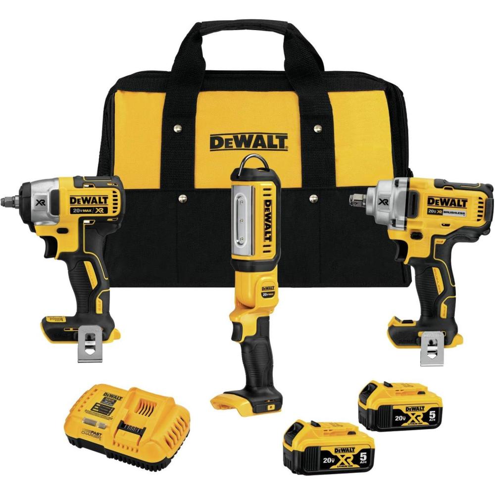 imageDEWALT 20V MAX XR Impact Wrench Combo Kit 12Inch amp 38Inch with LED Handheld Area Light 3Tool DCK302P2