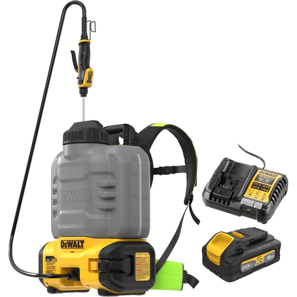 imageDEWALT 20V MAX XR High Capacity Concrete Chemical Sprayer Kit with OilResistant 5Ah Powerstack Battery and Charger DCCS1100GH1