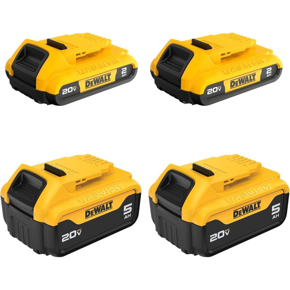 imageDEWALT 20V Max Battery 4 Pack Includes 2 x 50Ah Extended Runtime Batteries and 2 x 20Ah Compact Batteries DCB235450 Ah  20 Ah