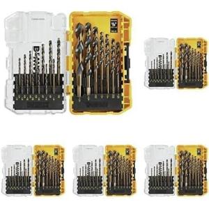DEWALT Drill Bit Set, 21-Piece, 135 Degree Split Point, 31 Degree Helix, Black Oxide Coated, For Plastic, Wood and Metal (DWA1181)(One Size (Pack of 5))