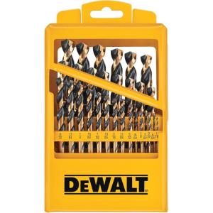 DEWALT Drill Bit Set 29 Pc Black and Gold, High Speed Steel, Split Point, Black Oxide Coating, Optimized Helix, Stronger Core Bit Set for Drill (DWA1189) (DWA1189)