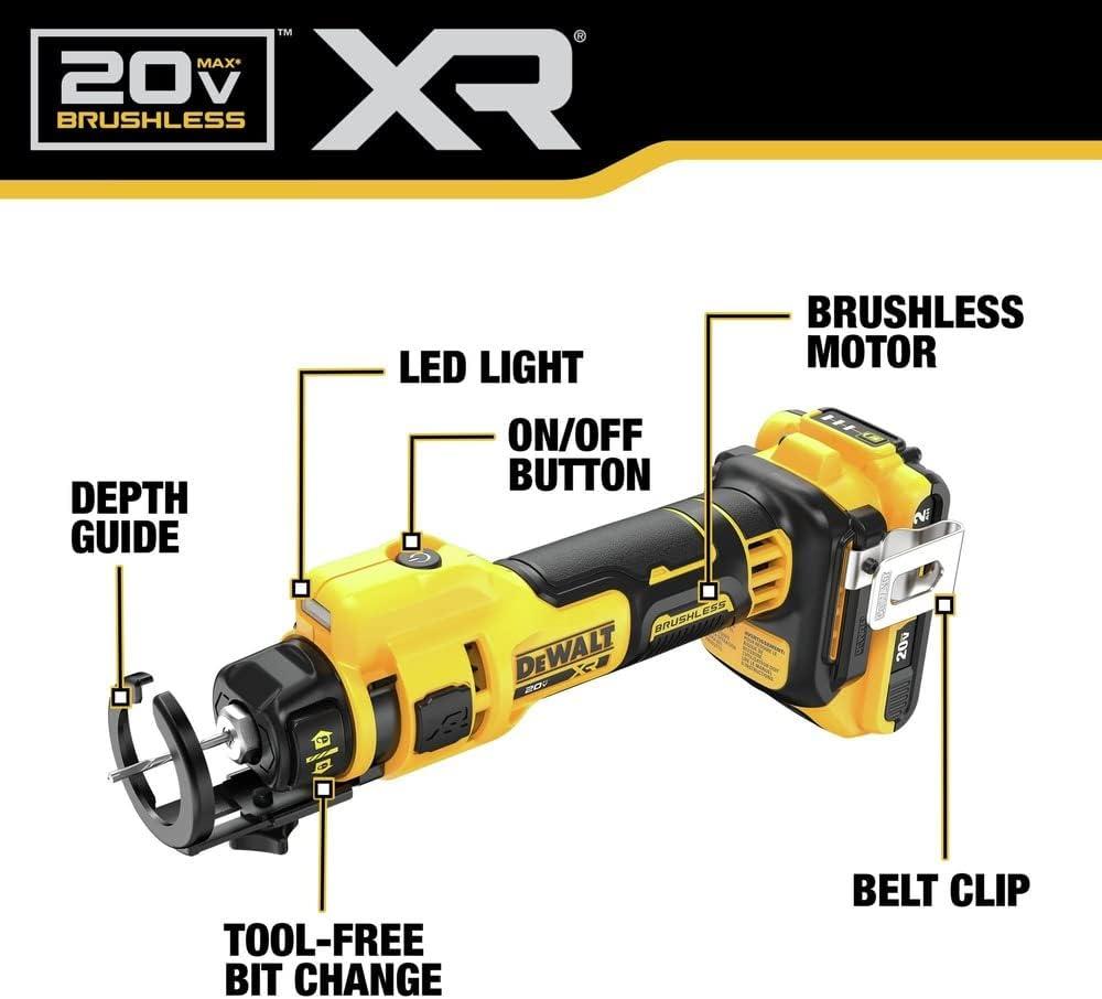 imageDEWALT 20V MAX XR Brushless Drywall Screw Gun and CutOut Tool Combo Kit with 2 Batteries and Charger Included DCK265D2