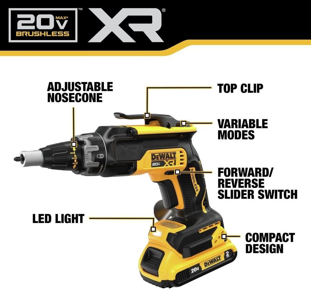 imageDEWALT 20V MAX XR Brushless Drywall Screw Gun and CutOut Tool Combo Kit with 2 Batteries and Charger Included DCK265D2
