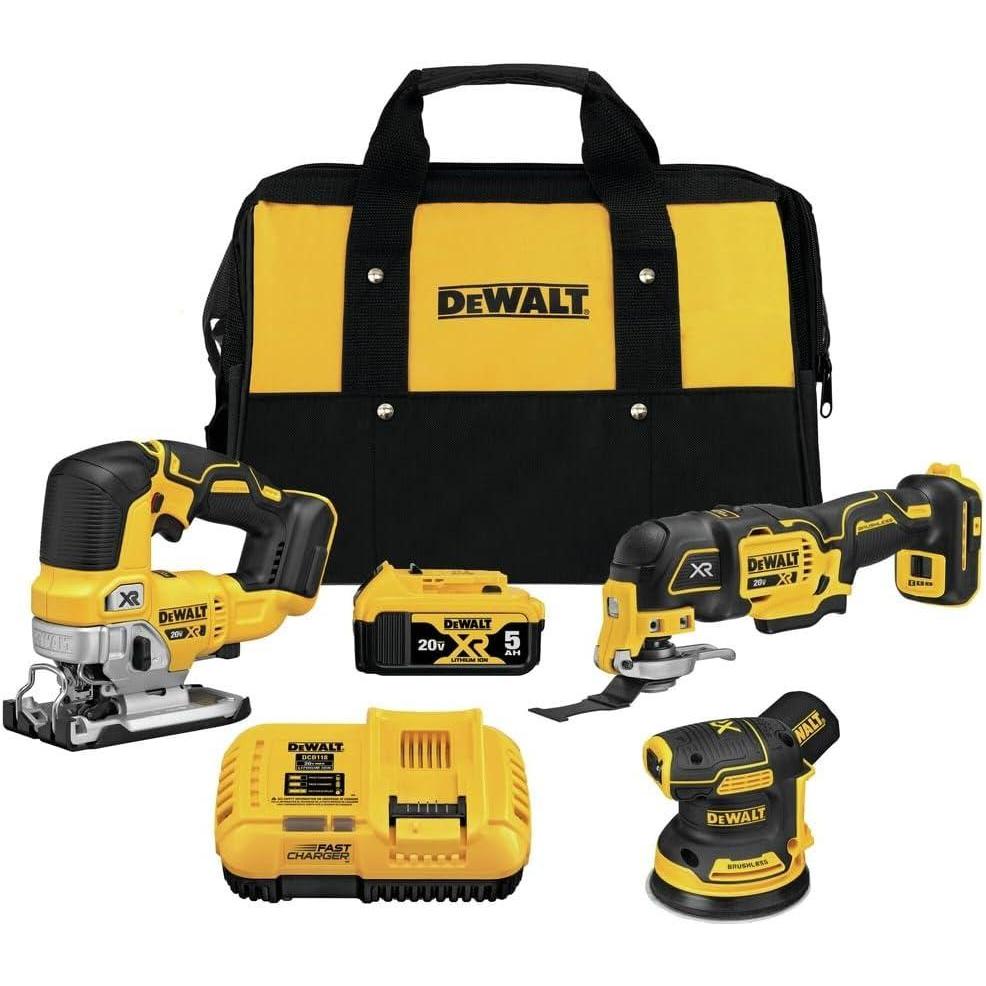 imageDEWALT 20V MAX Power Tool Combo Kit Cordless Woodworking 3Tool Set with 5ah Battery and Charger DCK300P1