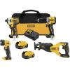 imageDEWALT 20V MAX XR Power Tools Combo Kit Hammer Drill Impact Driver Reciprocating Saw and Work Light 4TOOL DCK449P2