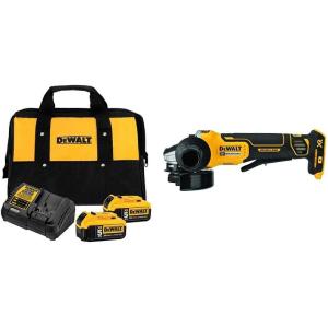 DEWALT 20V MAX Angle Grinder Tool (DCG413B) and Battery Charging Kit (DCB205-2CK)