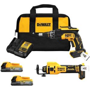 DEWALT 20V MAX Cordless Screw Gun and Cutout Kit with 2 POWERSTAK Batteries and Charger Included (DCK265E2)