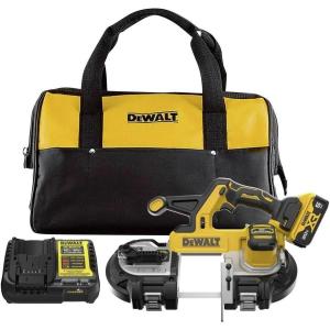 DEWALT 20V MAX XR Bandsaw, Brushless Motor, Portable and Cordless, 3-3/8 Inch Cut Capacity, 5Ah Battery and Charger Included (DCS378P1)(Kit with Battery)