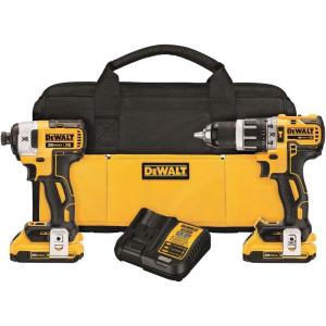 DEWALT 20V MAX XR Brushless Impact Driver and Hammer Drill Combo Kit, Compact 2.0Ah (DCK287D2), Black(Combo Kit)