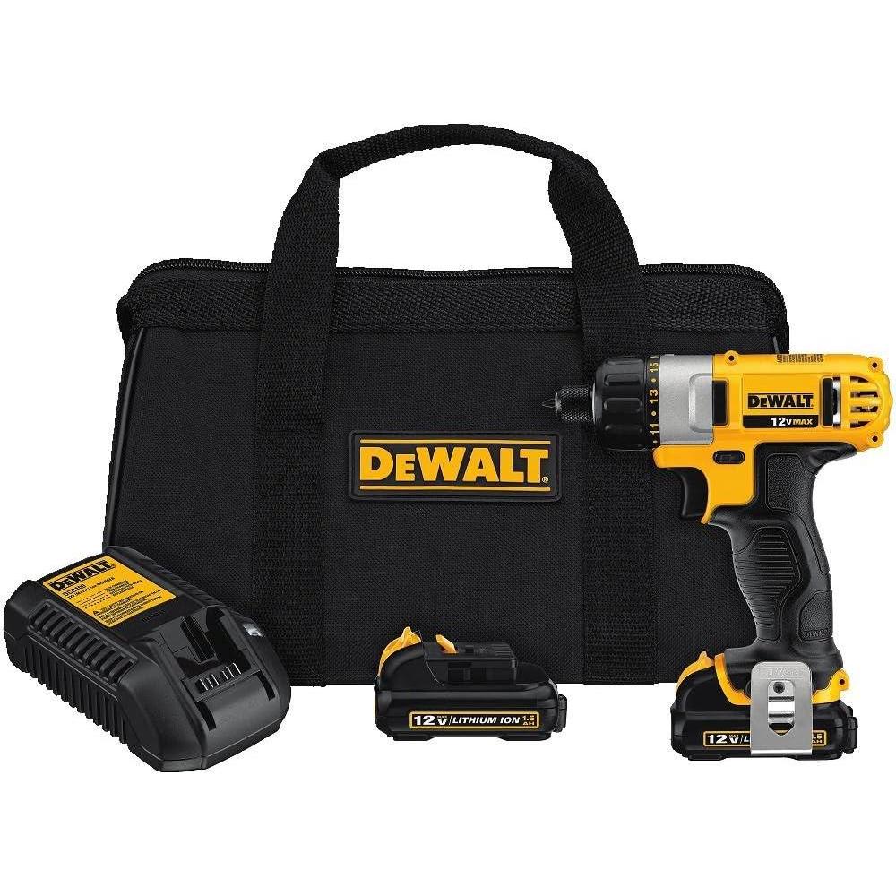imageDEWALT 12V MAX Cordless Screwdriver 14Inch Hex Chuck 1Inch Bit Tips Electric DCF610S2Screwdriver Kit
