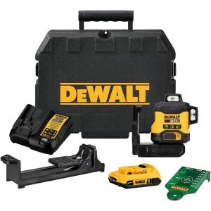 DEWALT 20V MAX Laser Level, Cross Line Laser, 3X360, Green, Bare Tool Only (DCLE34031B)(Laser Level Kit)