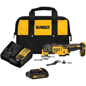 DEWALT 20V MAX XR Oscillating Tool Kit with Blades, 3 Speed Cordless Brushless Multitool, Up to 20,000 OPM, LED Light, Battery and Charger Included (DCS356C1)(20V MAX)