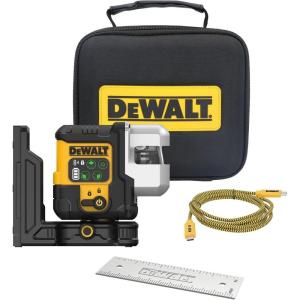 DEWALT Laser Level 360 Self Leveling, 3 Way Green Laser Leveler Tool 12V MAX with 2.0Ah Battery, Charger and Durable Carrying Case, 100 Ft, Tripod Compatible (DW089LG)(Line Laset Base Kit)