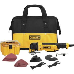 DEWALT Oscillating Tool, 3-Amp, Corded, Includes Wood Blades, Sandpaper and Tool Bag (DWE315K)(Oscillating Tool Kit)