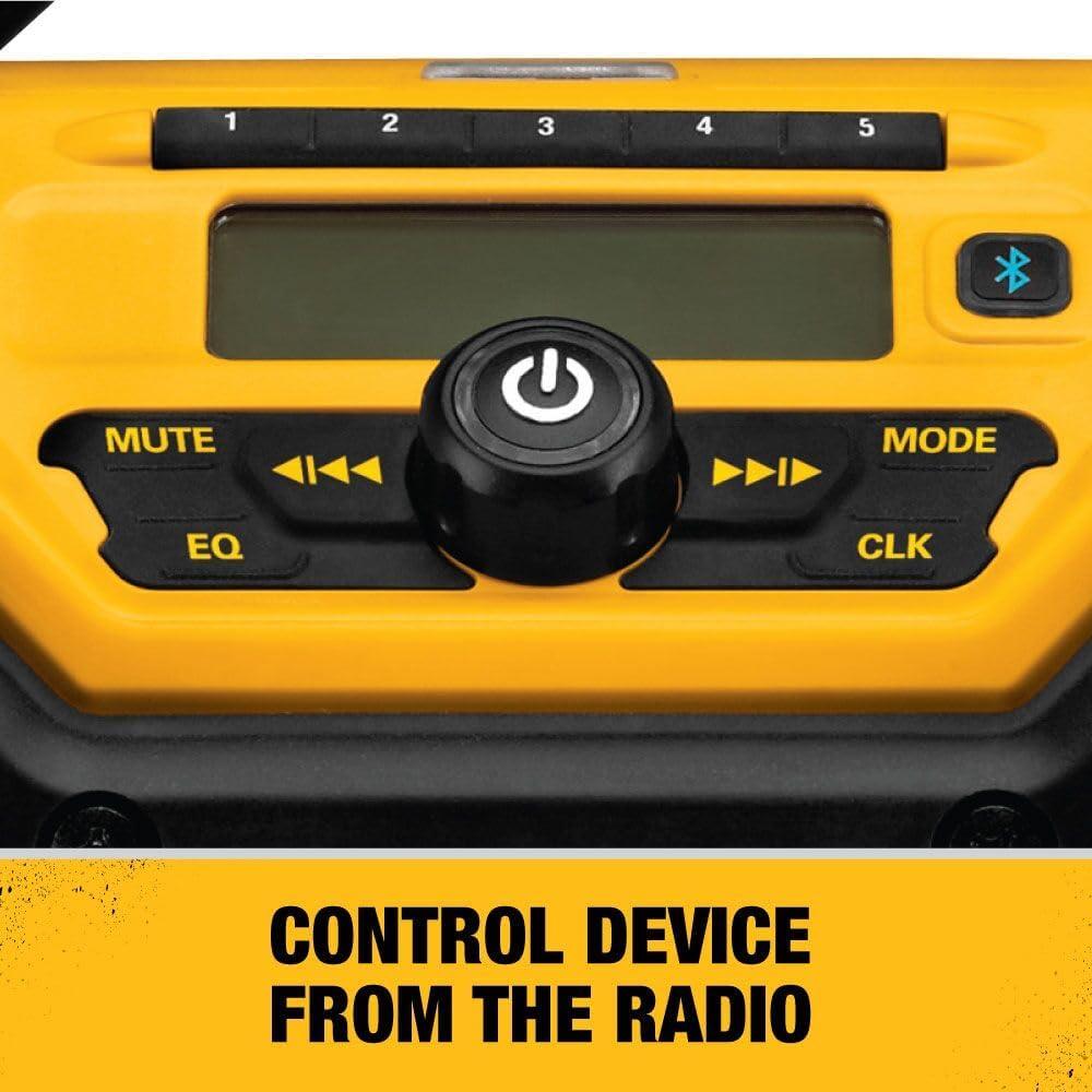 imageDEWALT 20V MAX Bluetooth Radio 100 ft Range Portable for Jobsites DCR025Jobsite Radio Only