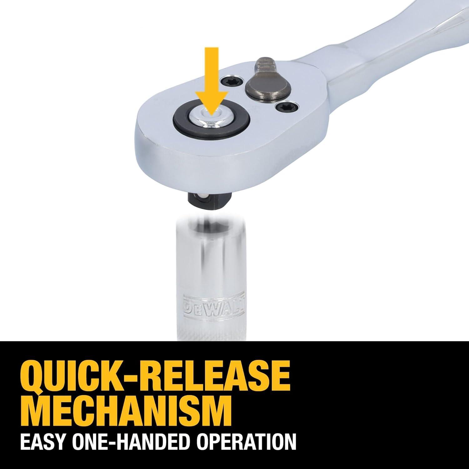 imageDEWALT Mechanics Tools Kit and Socket Set 142Piece 14 amp 38 Drive MMSAE DWMT73802NEW 142 Piece Set