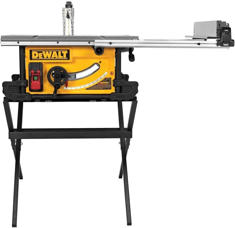 imageDEWALT Table Saw 10 Inch 15 Amp 32 Inch Rip Capacity Dust Collector Scissor Stand DWE7491X