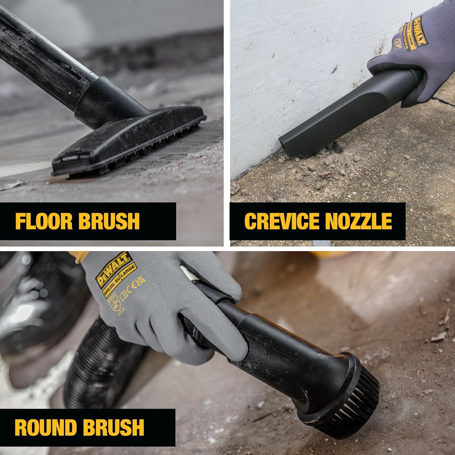 imageDEWALT Wet and Dry Vacuum 9 Gallon Poly WetDry Vac Yellow Shop Vacuum 5 HP Strong Suction for Jobsite Workshop 3 in 1 Multi Functions Model DXV09PWetDry Vac