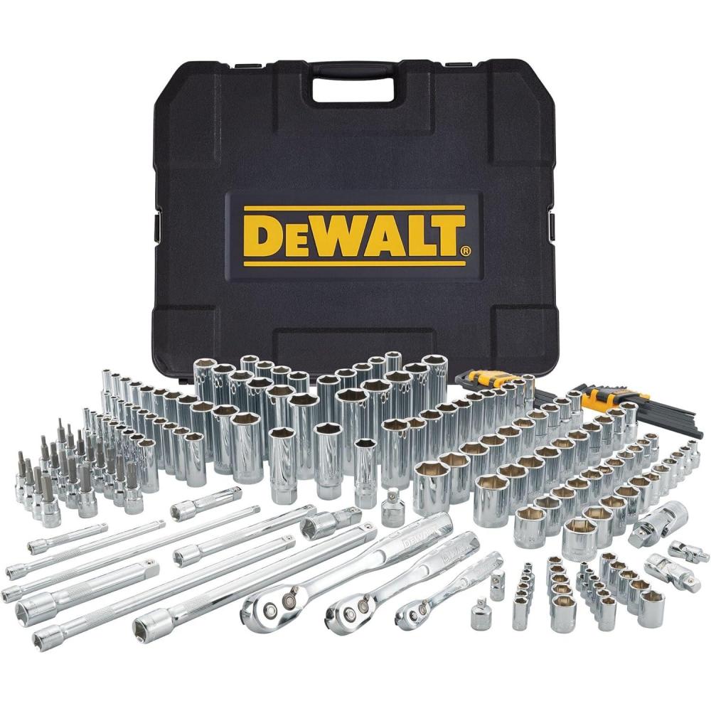 imageDEWALT 192 Pcs Mechanics Tool Set 12 14 38 Socket Set SAE and Metric Socket Wrench Set Hard Shell Tool Box DWMT75049Mechanics Tool Set