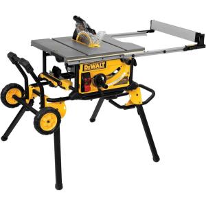 DEWALT Table Saw 10 Inch with Foldable Rolling Table Saw Stand, 15 Amp, 4800 RPM, 32-1/2-Inch Rip Capacity (DWE7491RS)(Table Saw)
