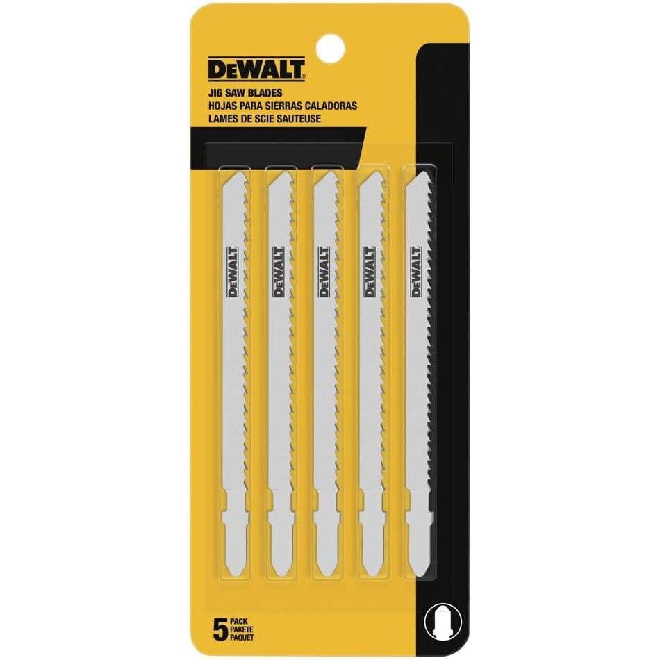 imageDEWALT DW37505 4Inch 6 TPI Fast Wood Cut Cobalt Alloy Steel Steel TShank Jig Saw Blade 5Pack