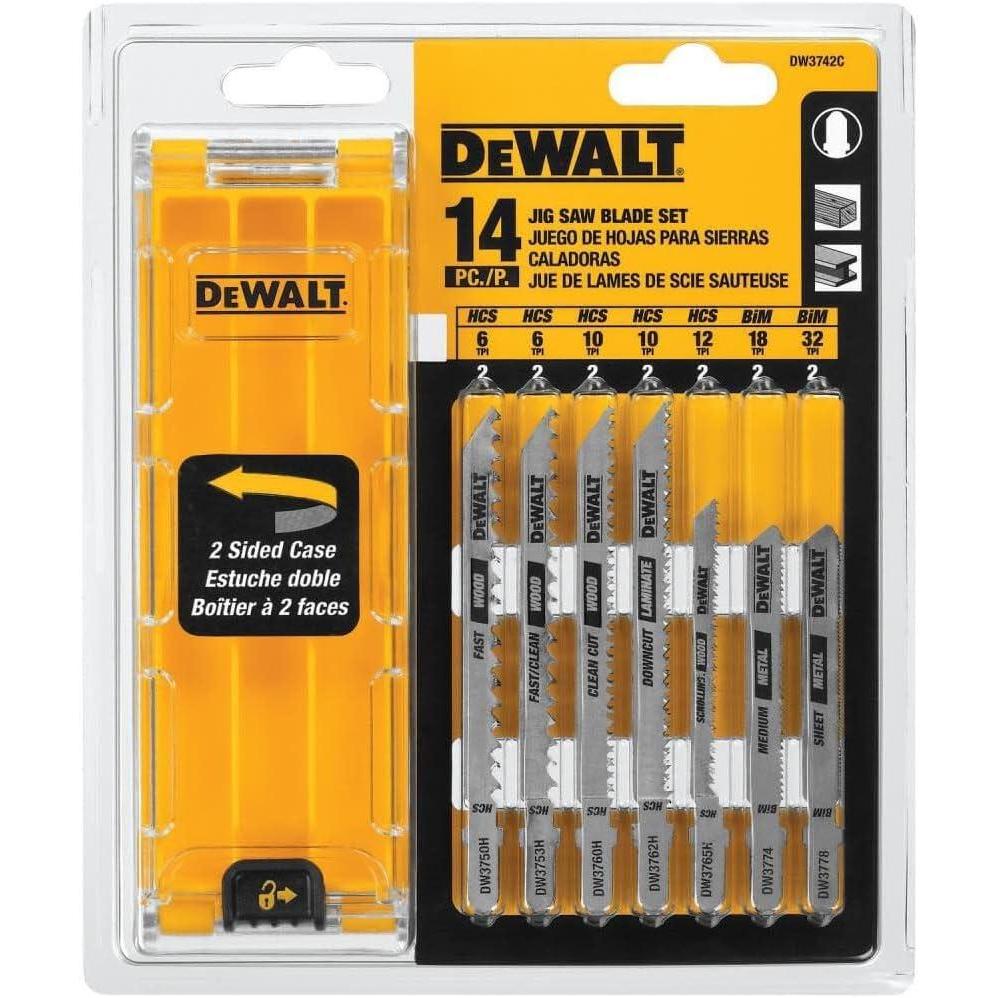 imageDEWALT Jigsaw Blades Set with Case TShank 10Piece DW3741C14Piece