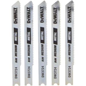 DEWALT – DW3724-5 Jigsaw Blades, Medium Metal Cutting, U-Shank, 3-Inch, 18-TPI, 5-Pack (DW37245) Silver(Medium)