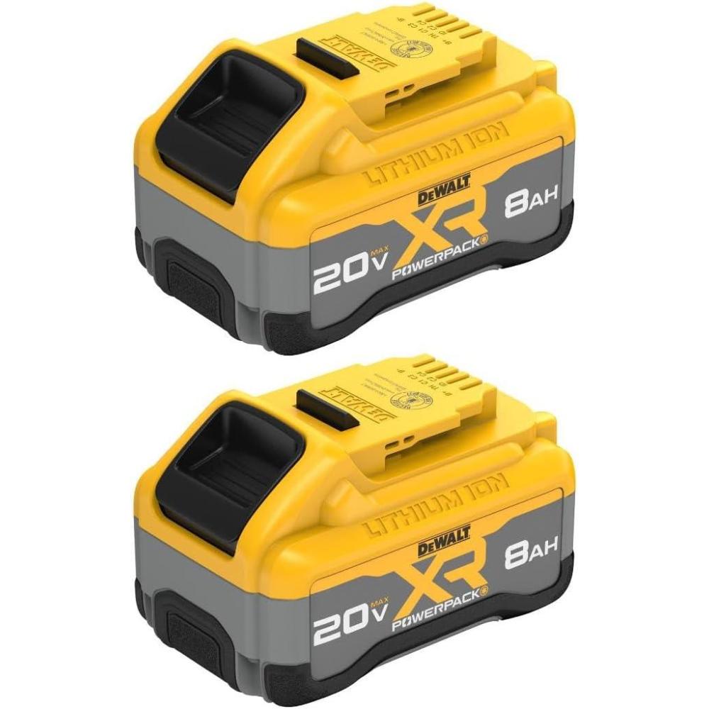 imageDEWALT 20V MAX XR Battery 6 Ah Lithium Ion 2Pack Premium High Capacity Long Lasting Cordless Tool Battery Packs DCB206220V MAX XR 8Ah POWERPACK