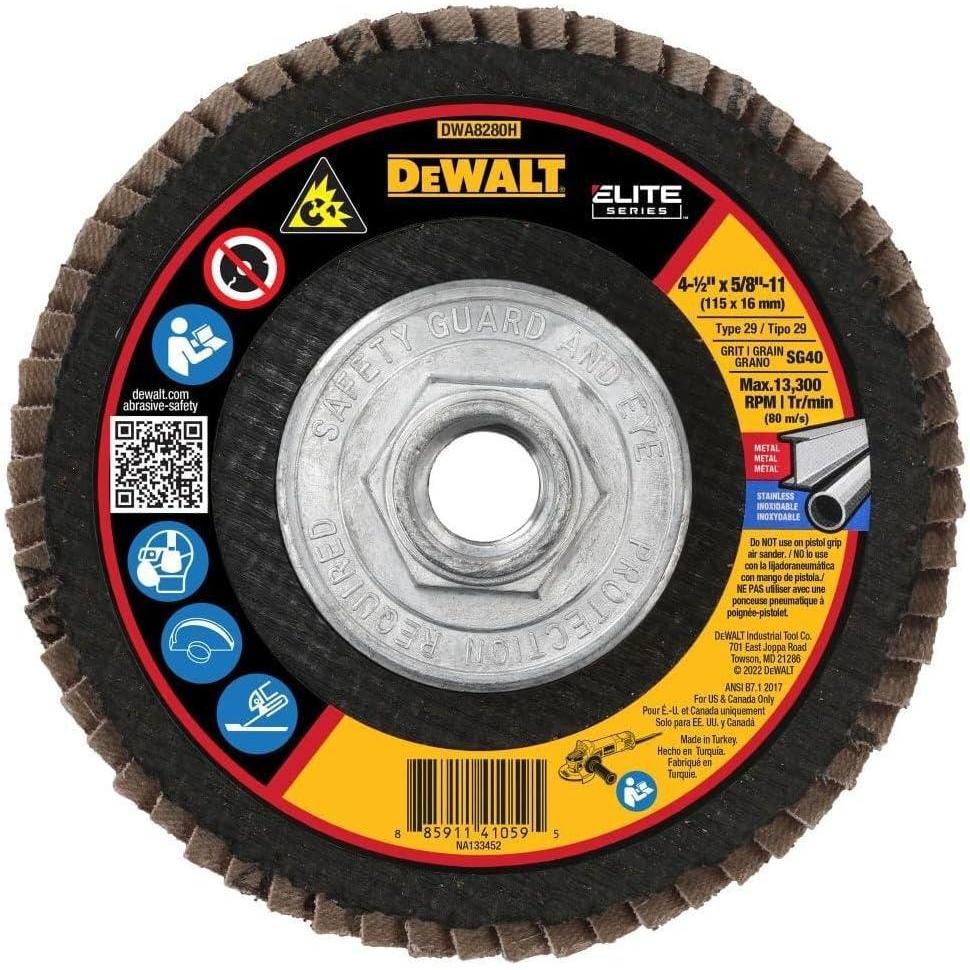imageDEWALT DWA8280H 40G T29 XP Ceramic Flap Disc 412 x 5840G 58Inch Hub