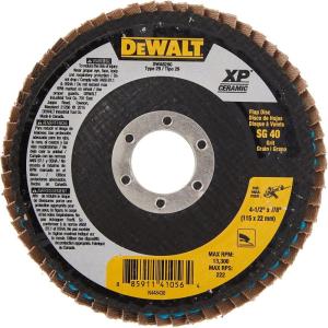 DEWALT DWA8280H 40G T29 XP Ceramic Flap Disc, 4-1/2″ x 5/8″(40G 7/8-Inch Hub)