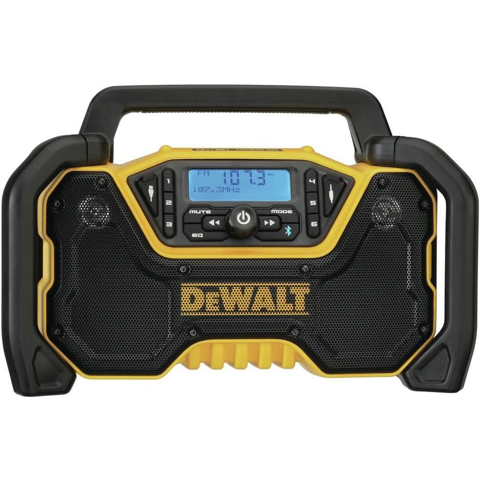 imageDEWALT 12V20V MAX Portable Bluetooth Radio Cordless 100 ft Range 35 Subwoofers Jobsite DCR028B