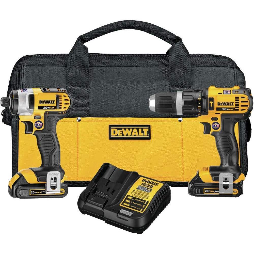 imageDEWALT DCK285C2 20Volt MAX LiIon Compact 15 Ah Hammer Drill and Impact Combo KitCombo Kit