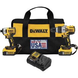 DEWALT 20V MAX* XR Cordless Drill Combo Kit with Hammer Drill, Lanyard Ready (DCK299P2LR)