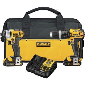 DEWALT DCK285C2 20-Volt MAX Li-Ion Compact 1.5 Ah Hammer Drill and Impact Combo Kit(Combo Kit)