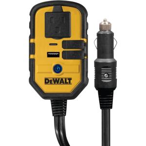 DEWALT DXAEPI140 Power Inverter 140W Car Converter: 12V DC to 120V AC Power Outlet with 25W USB Type C and 15W USB Type A Ports(140 Watt)