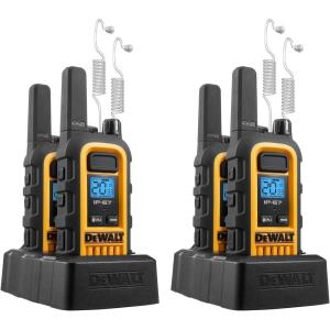 DEWALT DXFRS300 FRS Walkie Talkies Long Range 2 Way Radio, 1 Watt, Waterproof & Rechargeable, 2 Pack(1 Watt)