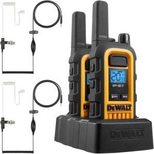 DEWALT DXFRS300 FRS Walkie Talkies Long Range 2 Way Radio, 1 Watt, Waterproof & Rechargeable, 2 Pack(2 Pack with Headsets)